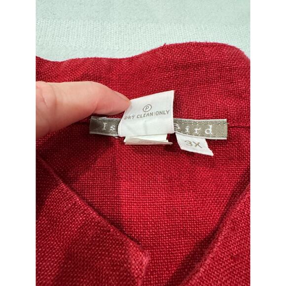 Isabella Bird 100% Linen Garnet Red Blazer Jacket Sz 3X Button Up Womens Plus - Picture 7 of 7